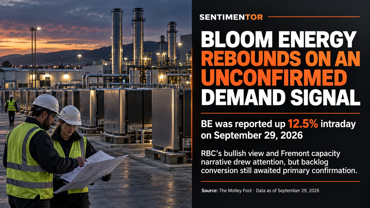 X news graphic for Bloom Energy shares rebound after RBC reiterates an outperform view