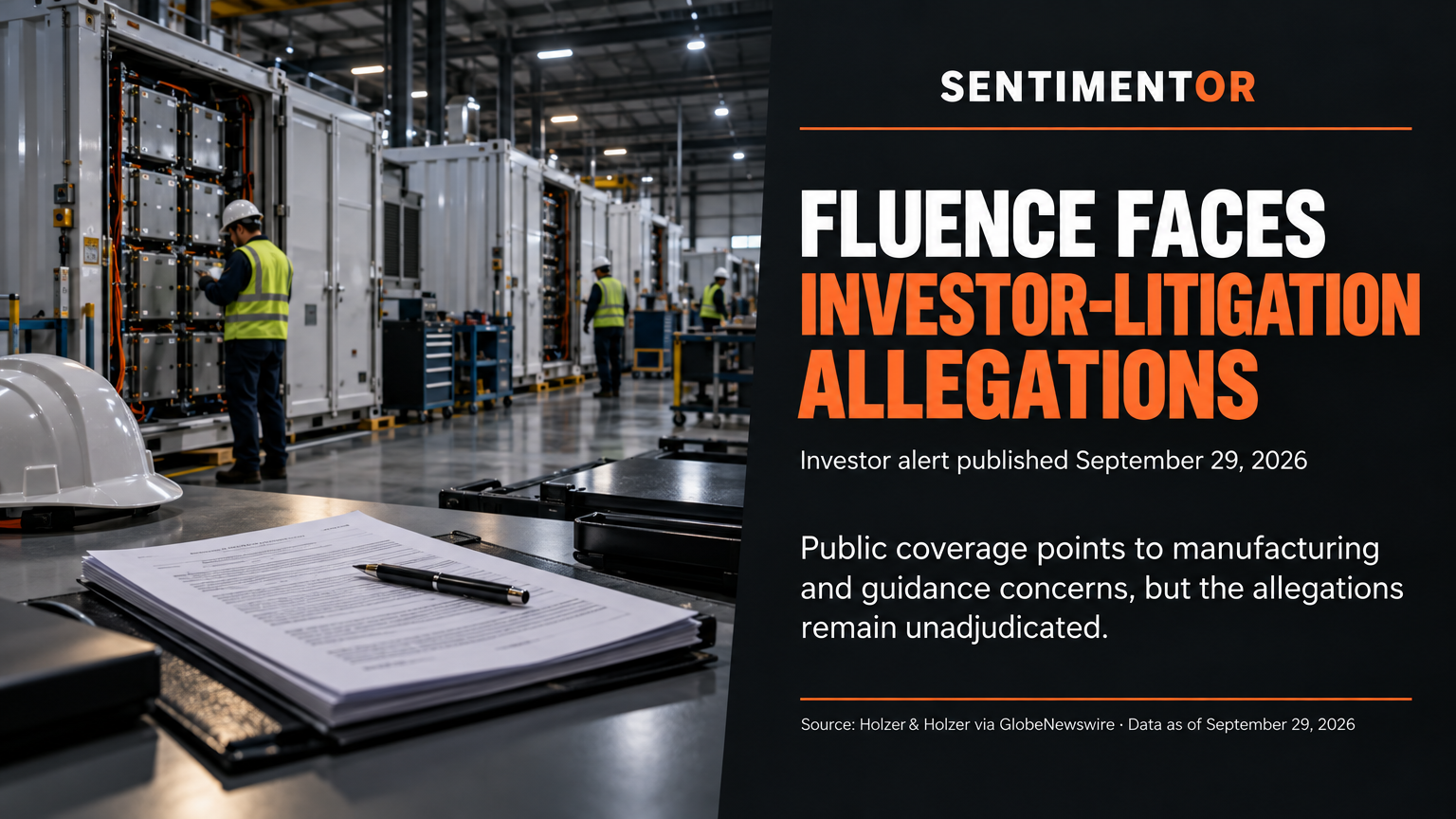 X news graphic for Fluence Energy faces an investor class-action announcement alleging misleading statements