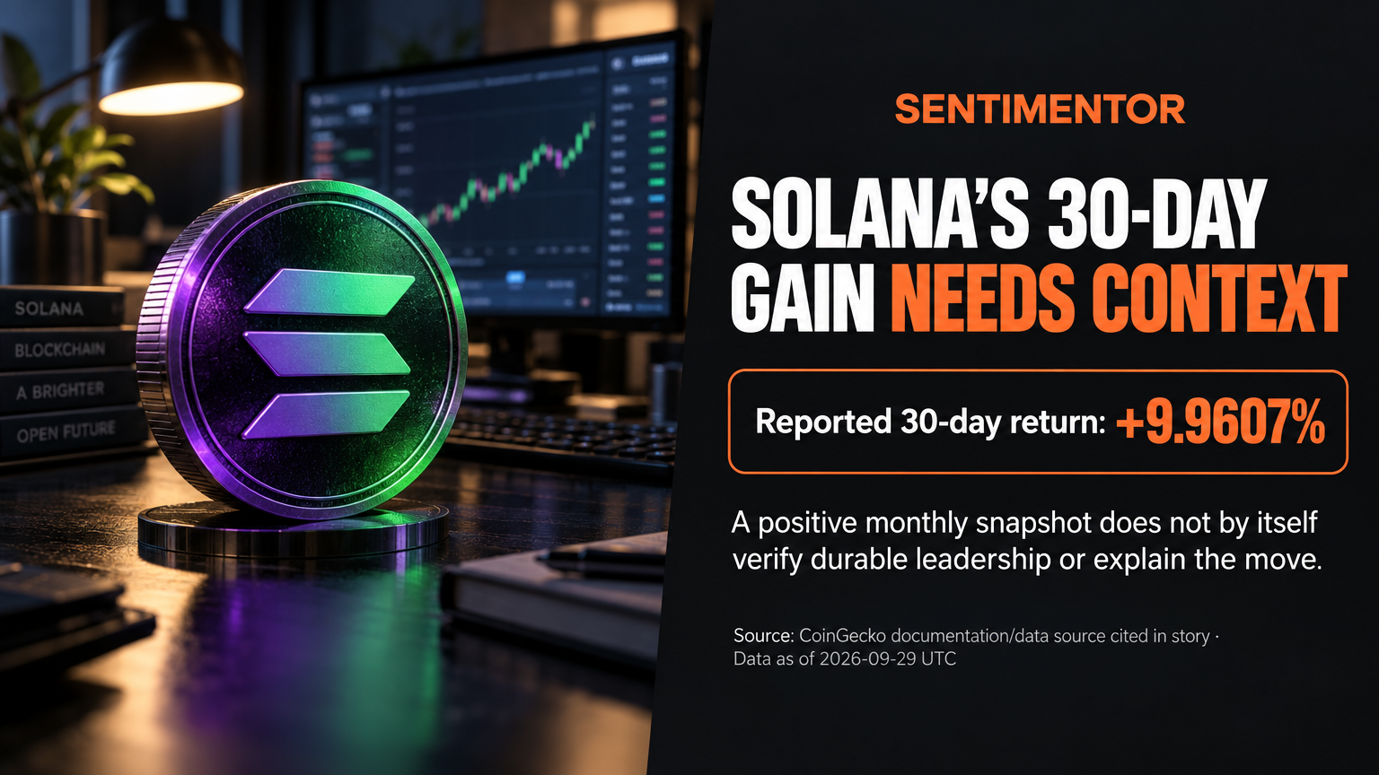X news graphic for Solana shows the strongest 30-day gain among the reported major crypto assets