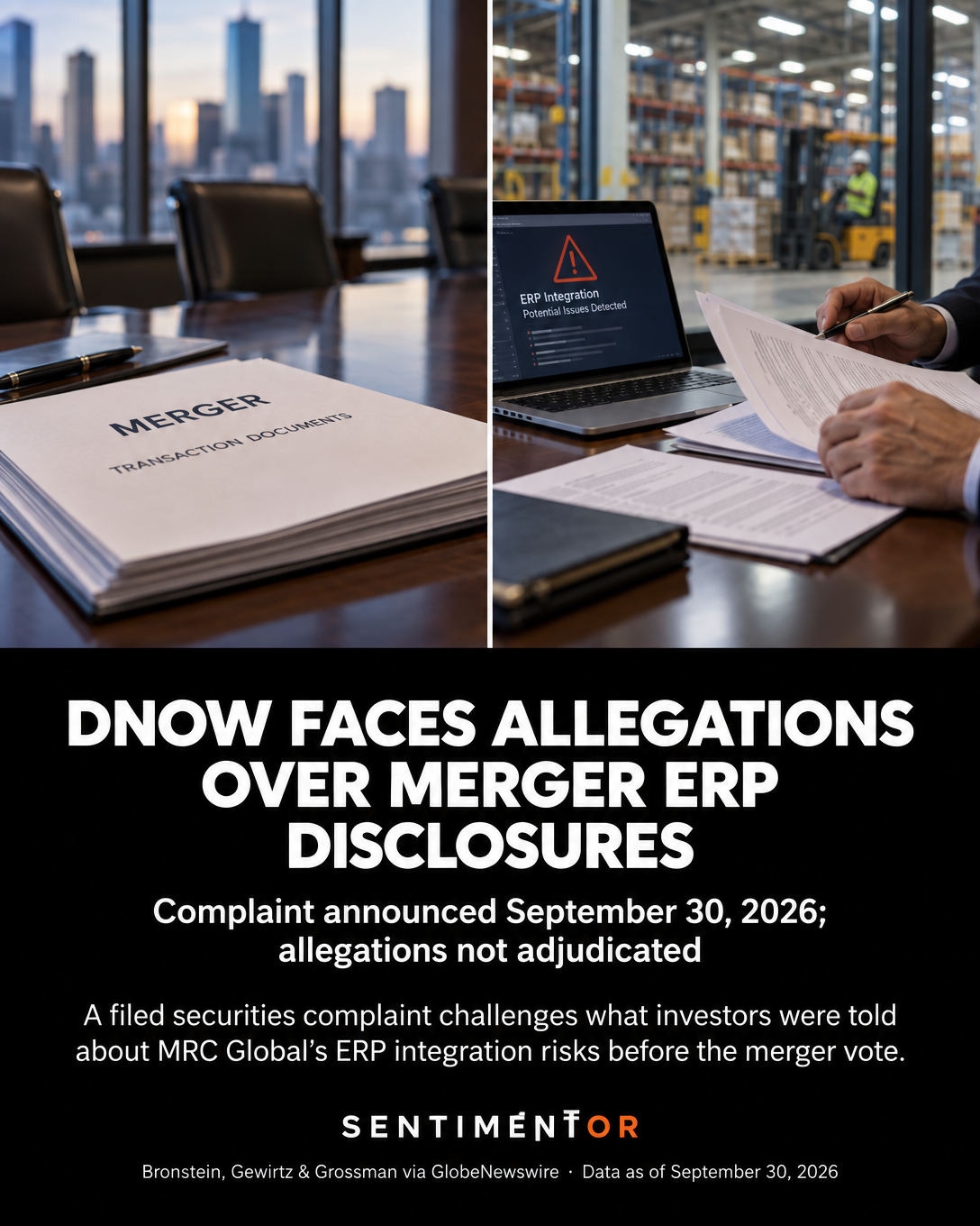 Editorial graphic for DNOW merger-related disclosures challenged in securities complaint