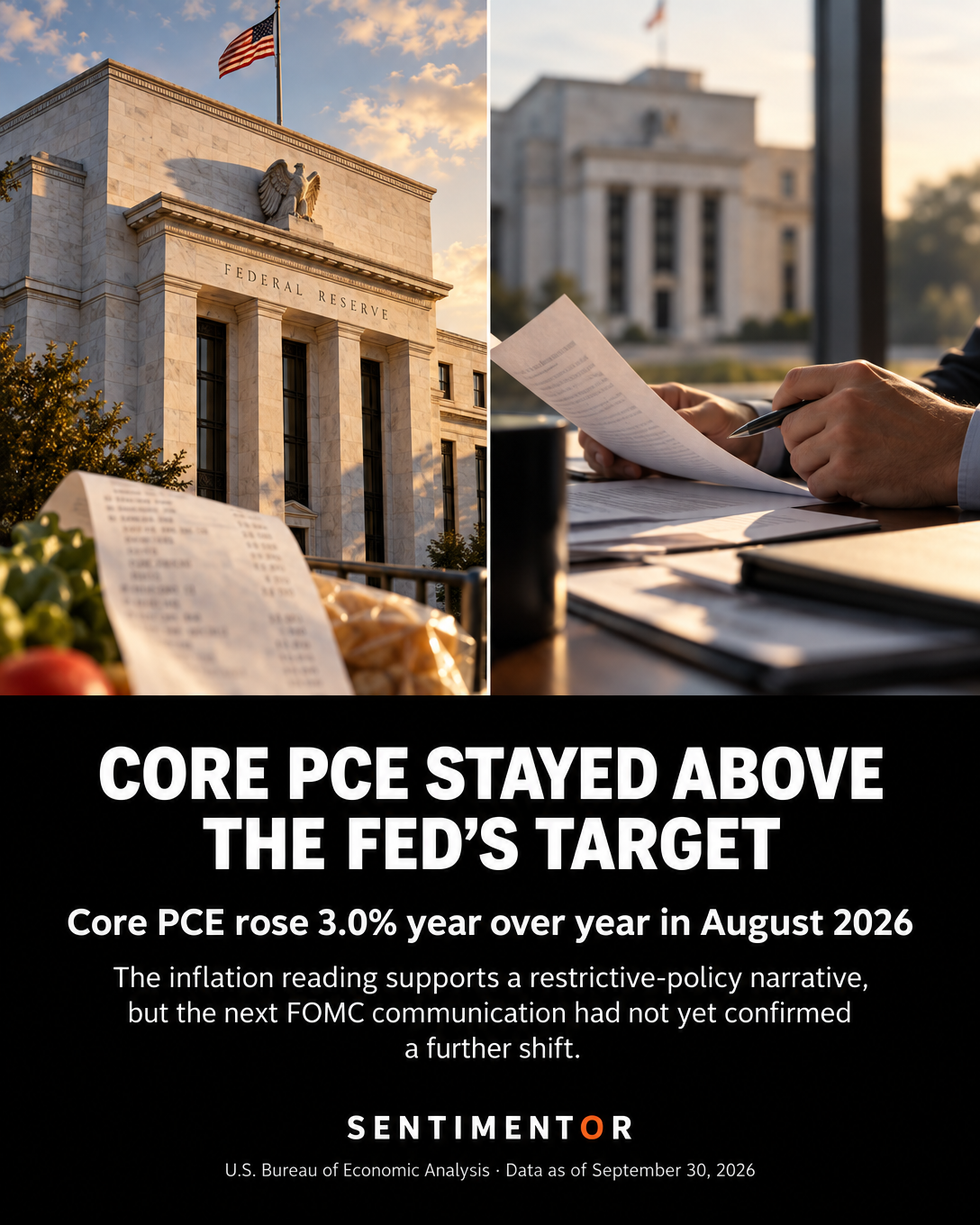 Editorial graphic for Analysis: August core PCE remained well above target as officials reiterated inflation concerns