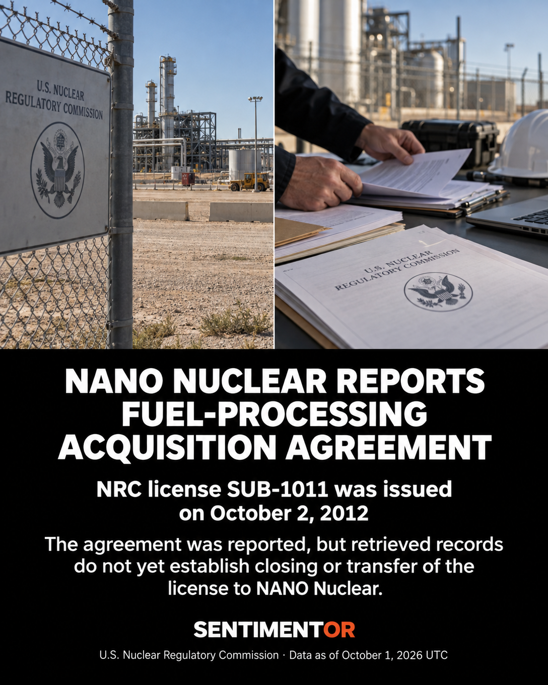Editorial graphic for NANO Nuclear signs agreement to acquire NRC-licensed U.S. nuclear fuel-processing assets