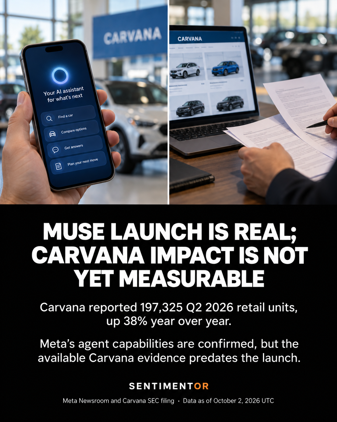 Editorial graphic for Meta launches Muse personal AI agent with browser, negotiation and purchasing capabilities