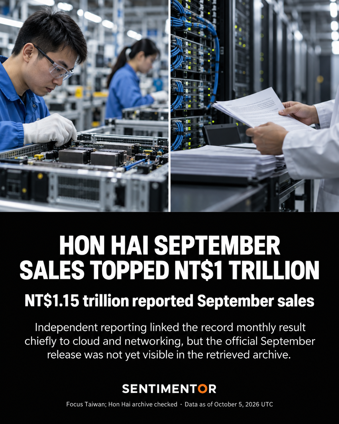 Editorial graphic for Analysis: Hon Hai's record quarter provides fresh supplier evidence of strong AI-infrastructure demand