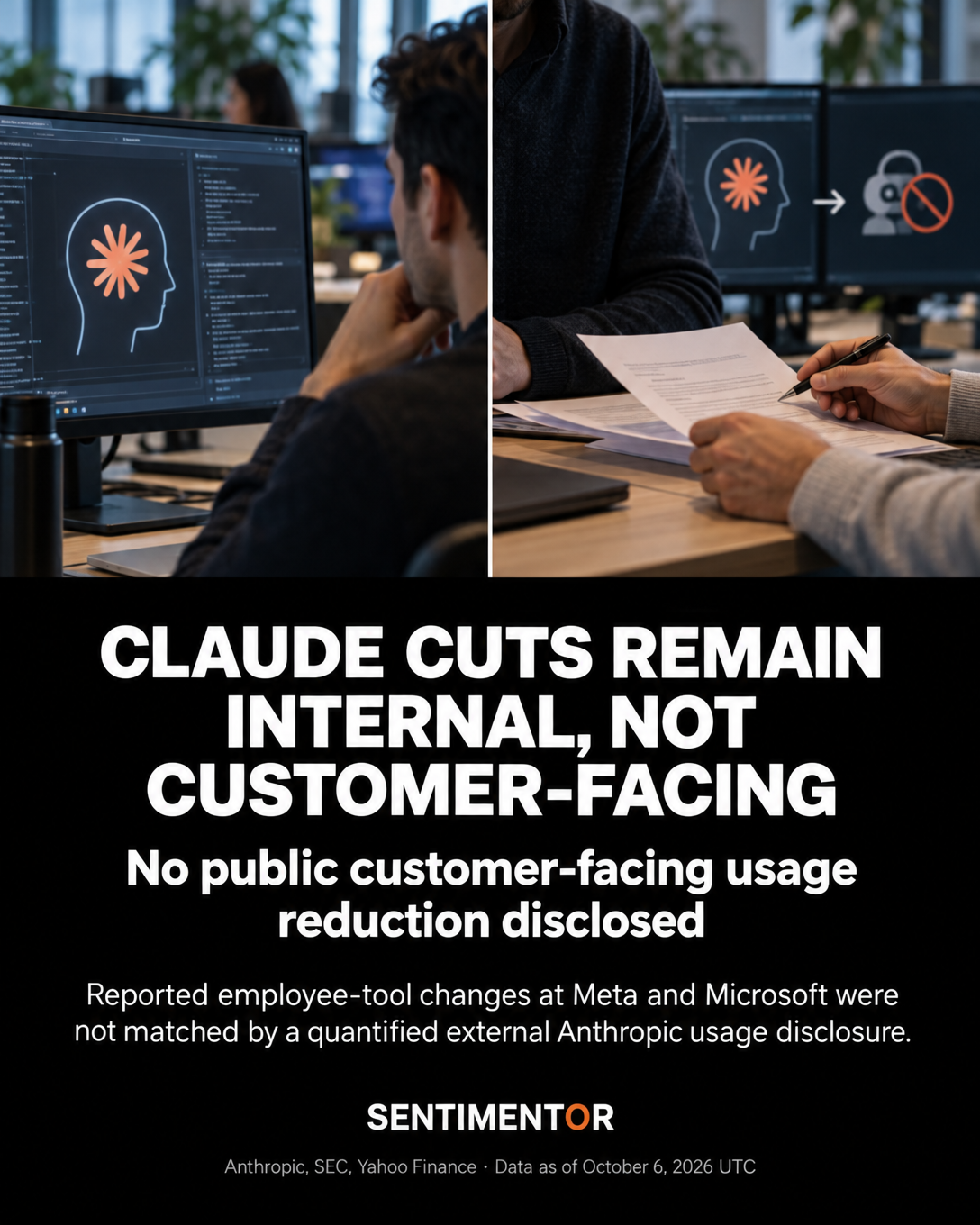 Editorial graphic for Meta and Microsoft reportedly reduce internal use of Anthropic’s Claude
