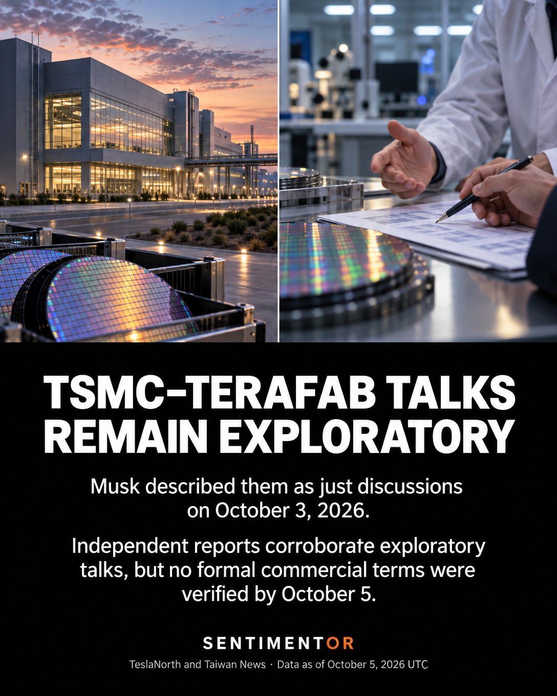 Editorial graphic for Musk confirms early-stage discussions between Terafab and TSMC