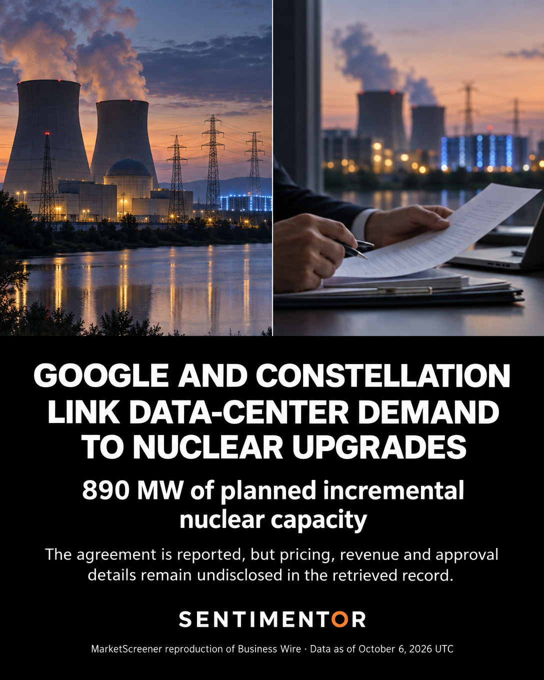Editorial graphic for Analysis: Google and Constellation announce a long-term nuclear-power agreement