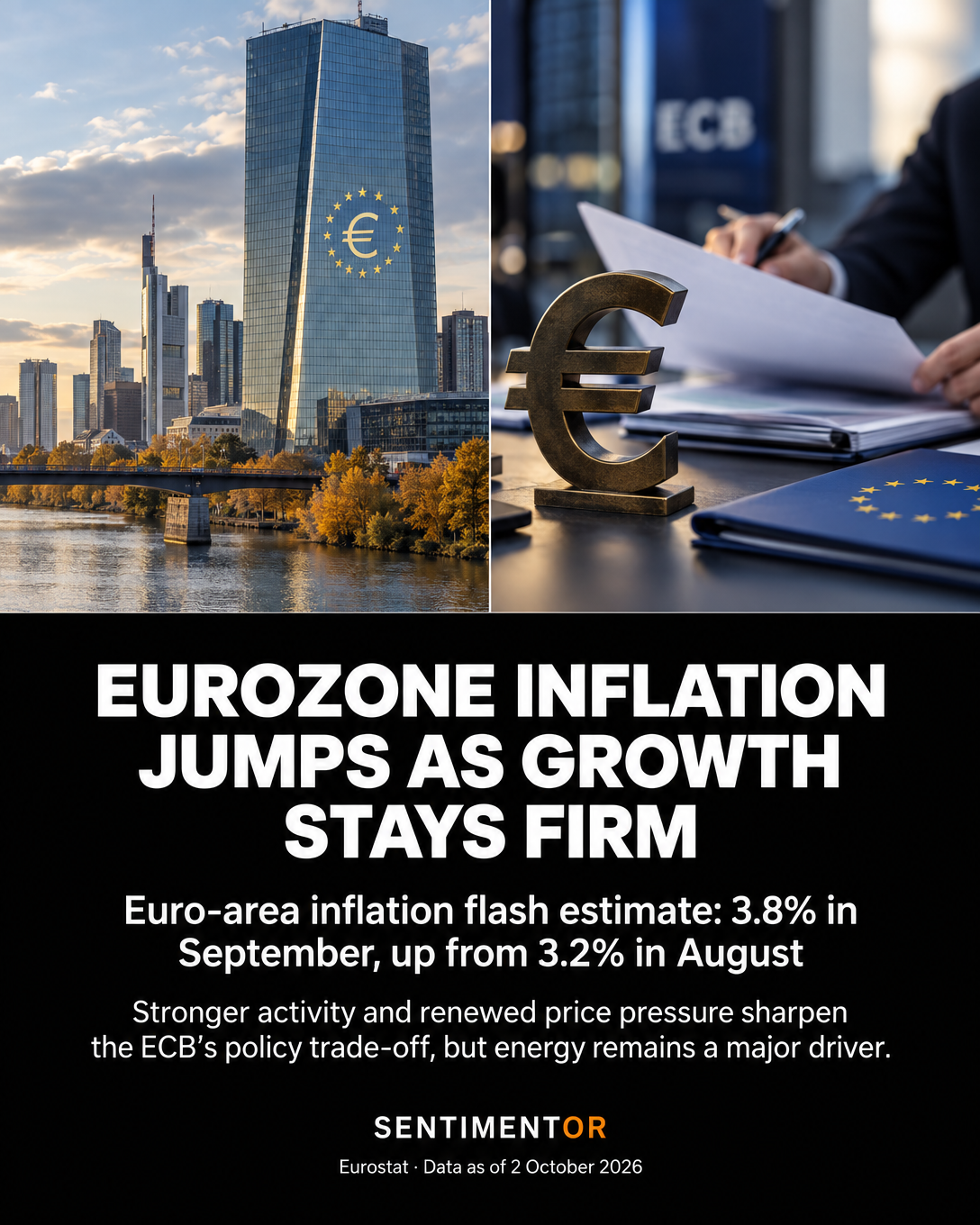 Editorial graphic for Eurozone growth reached a roughly three-and-a-half-year high as price pressures accelerated