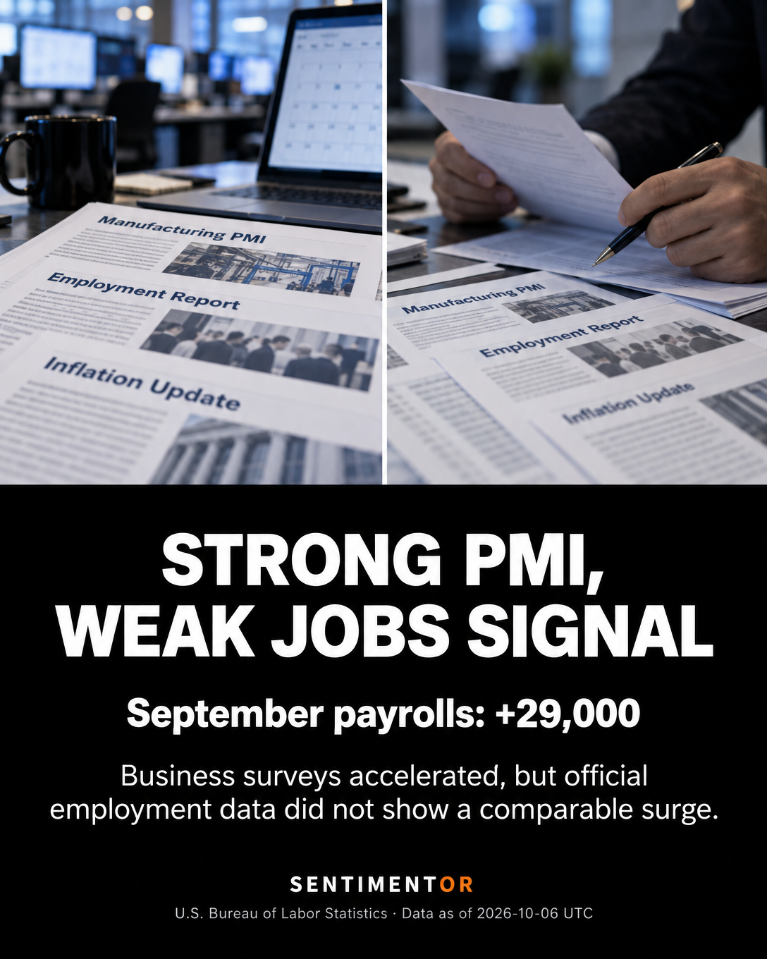 Editorial graphic for U.S. September PMI confirmed a sharp acceleration in business activity, with renewed cost pressure