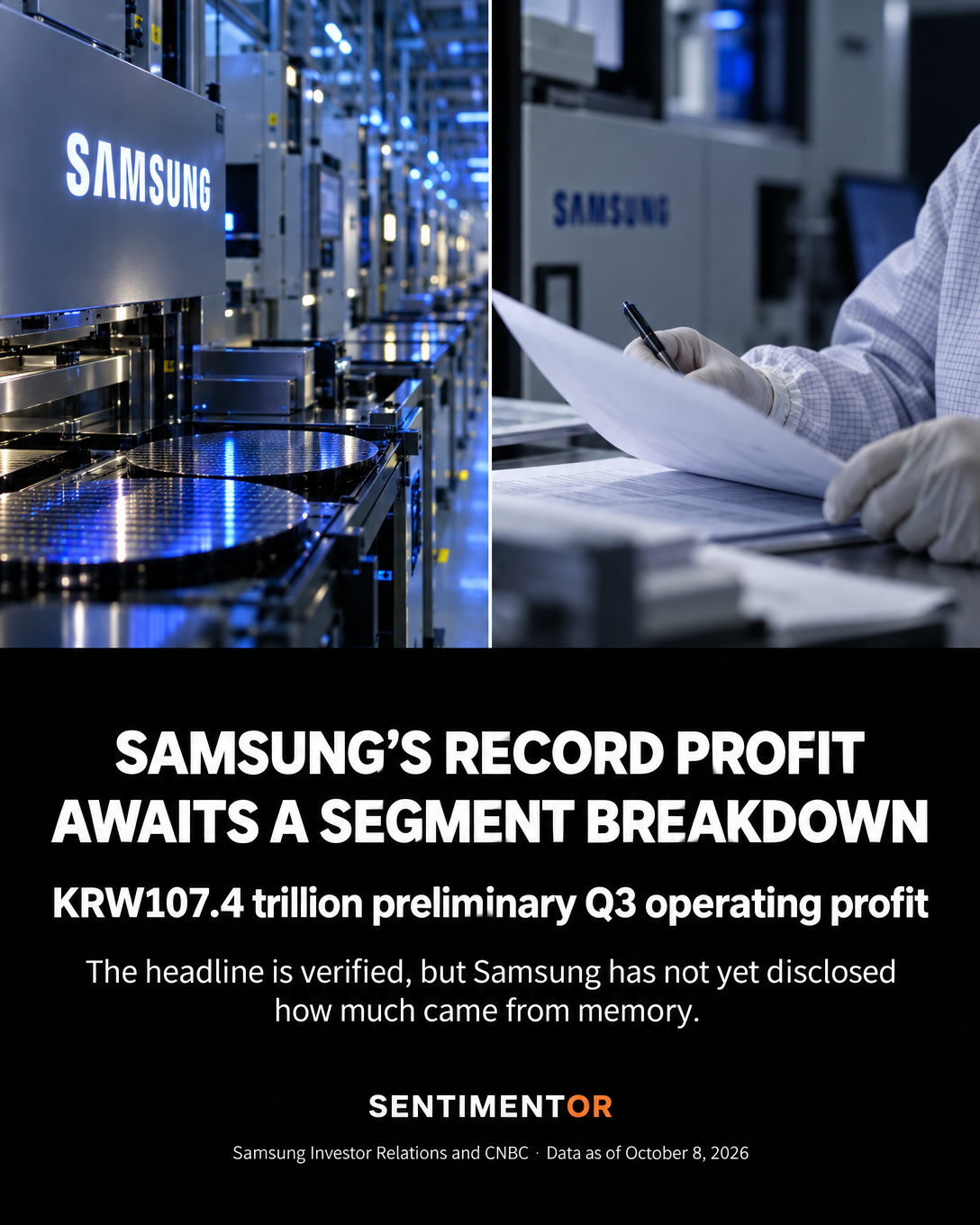 Editorial graphic for Analysis: Samsung estimates a record quarter as memory demand drives preliminary profit