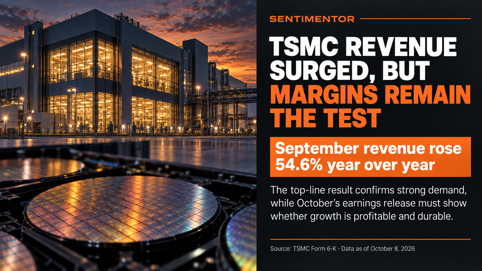 X news graphic for Analysis: TSMC’s September revenue surged, but the full AI-demand test is next week