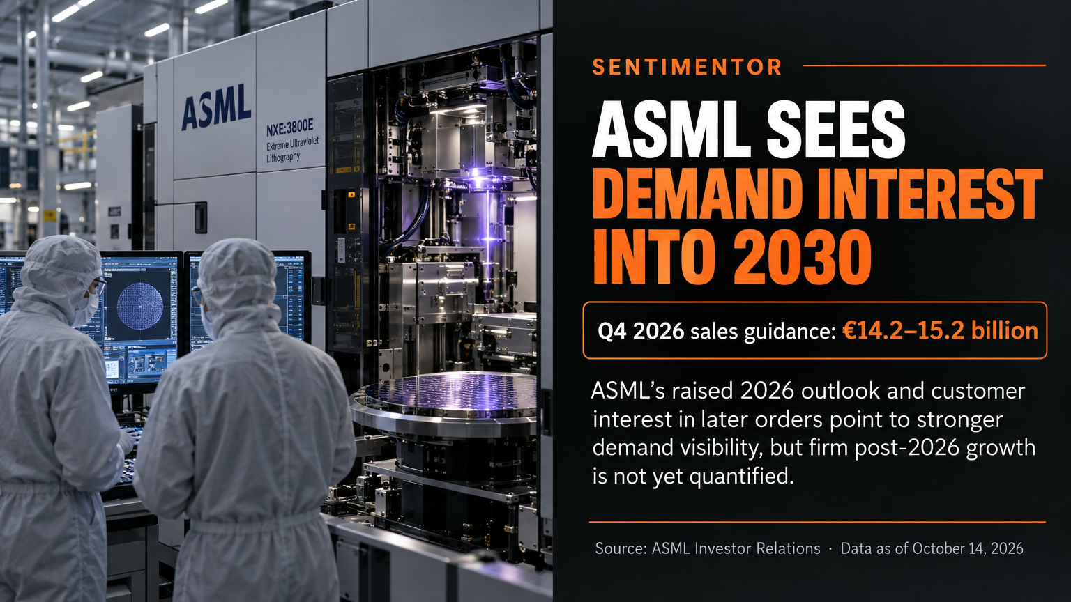 X news graphic for ASML reports strong Q3 sales and raises its 2026 outlook